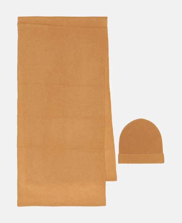 Kaschmir-Set aus Mütze und Schal