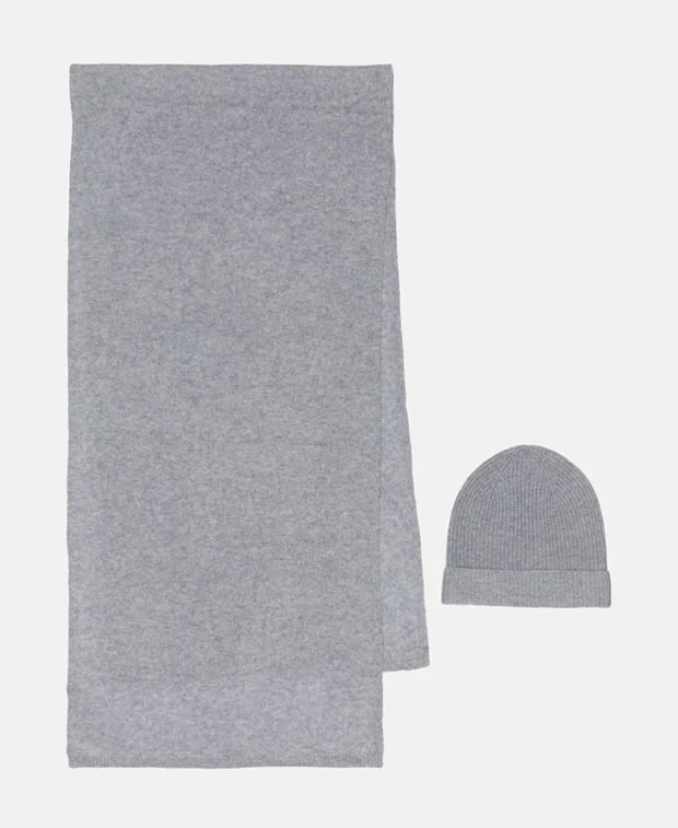 Kaschmir-Set aus Mütze und Schal