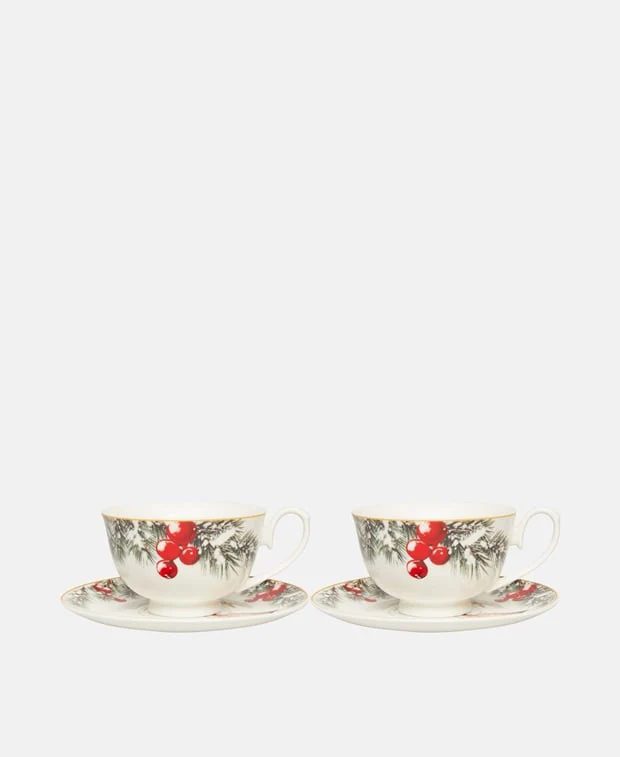 2er Set Kaffeetassen mit Untertasse