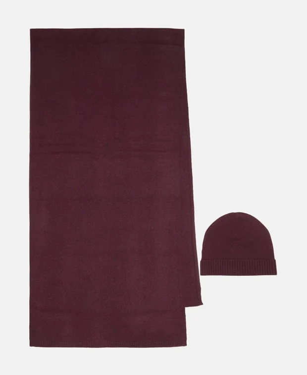 Kaschmir-Set aus Mütze und Schal